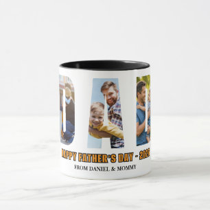Minimalistische DAD-Foto-Collage Frohen Vatertag Tasse
