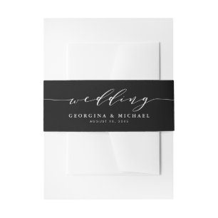 Minimalistische Dainty Script Black and White Wedd Einladungsbanderole