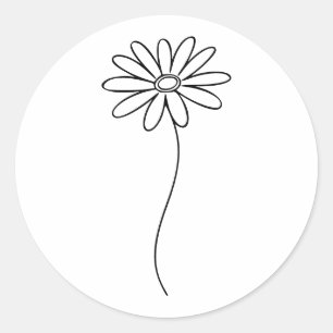 Minimalistische Daisy-Blumen-Linienkunst  Runder Aufkleber