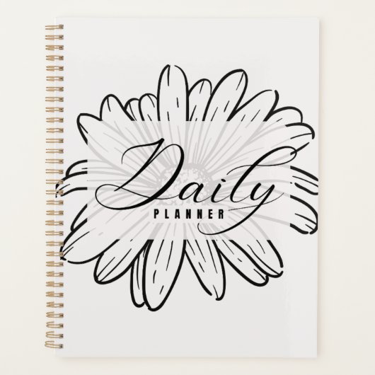 Minimalistische Daisy-Linienkunst & fette Typograf Planer (Vorderseite)