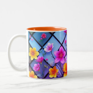 Minimalistische Daisy-Tasse mit Pastellblättern un Zweifarbige Tasse