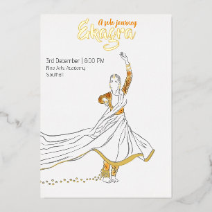 Minimalistische Dance-Performance von Kathak Solo Folieneinladung