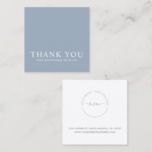 Minimalistische Dankeschön Square Business Card Quadratische Visitenkarte (Vorne/Hinten)