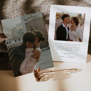 Minimalistische Dankeskarte mit flachem Foto-Desig Einladung