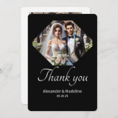 Minimalistische Dankkarte Hochzeitskarte Schwarz/W Dankeskarte (Vorne/Hinten)