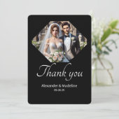 Minimalistische Dankkarte Hochzeitskarte Schwarz/W Dankeskarte (Stehend Vorderseite)