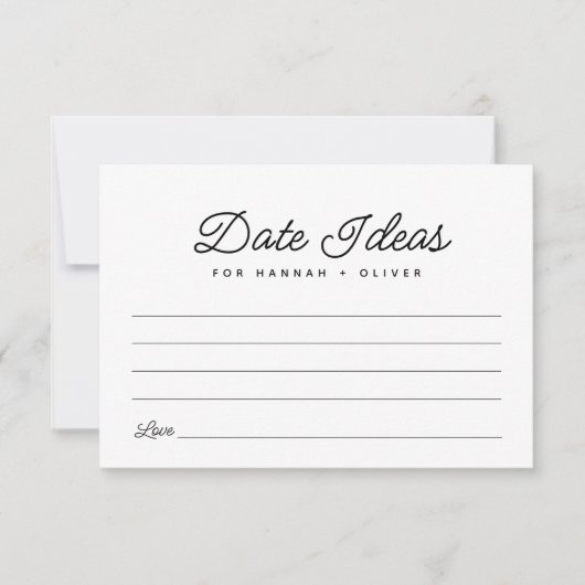 Minimalistische Date Night Ideas Wedding Advice Ca RSVP Karte (Vorderseite)