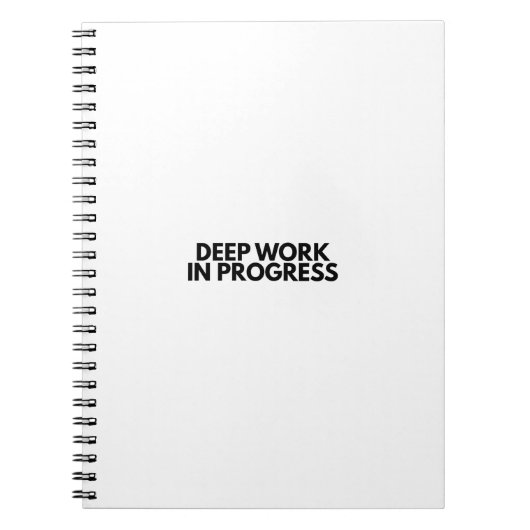 Minimalistische Deep Work In Progress Bürotypograf Notizblock (Vorderseite)