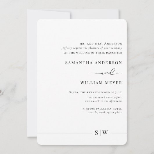 Minimalistische Designeinladung | Elegant und mode Einladung (Vorderseite)