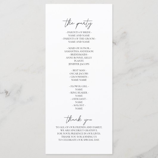 Minimalistische Designeinladung | Elegant und mode Menükarte (Rückseite)