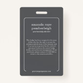 Minimalistische Designer Foto ID Ausweis (Rückseite)