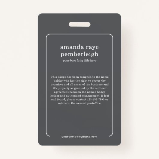 Minimalistische Designer Foto ID Ausweis (Rückseite)