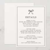 Minimalistische Details-Karte des Schwarzen Bows Save The Date (Vorne/Hinten)