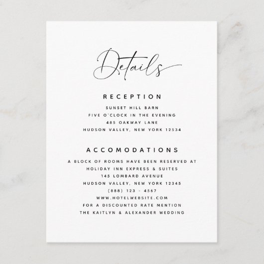 Minimalistische Details QR Code Hochzeitkarte Begleitkarte (Vorderseite)