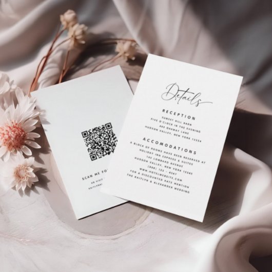 Minimalistische Details QR Code Hochzeitkarte Begleitkarte