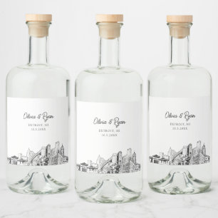 Minimalistische Detroit-Hochzeit Alkoholflaschenetikett