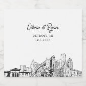 Minimalistische Detroit-Hochzeit Alkoholflaschenetikett (Einzelnes Label)
