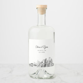 Minimalistische Detroit-Hochzeit Alkoholflaschenetikett