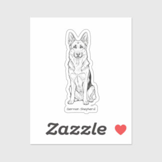 Minimalistische Deutsche Schäferhund-Linienkunst Aufkleber