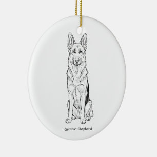 Minimalistische Deutsche Schäferhund-Linienkunst  Keramik Ornament