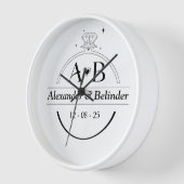 Minimalistische Diamantring-Monogramm-Wanduhr Uhr (Winkel)