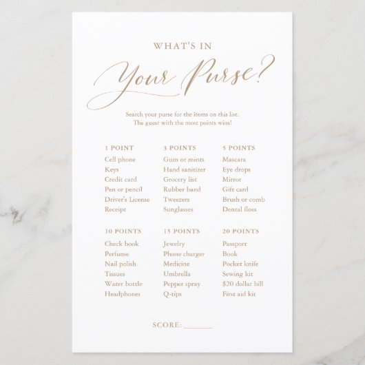 Minimalistische Dinge in Ihrem Purse Baby Shower G (Vorderseite)