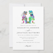 Minimalistische Dinosaur-Hochzeit Einladung (Vorderseite)