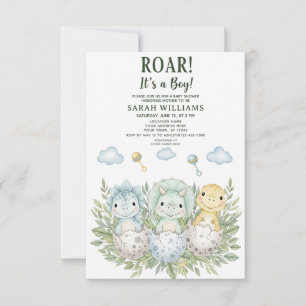 minimalistische Dinosaurier-Baby-Party für Jungen Einladung