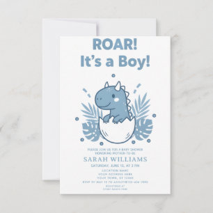 minimalistische Dinosaurier-Baby-Party für Jungen  Einladung