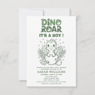 minimalistische Dinosaurier-Baby-Party für Jungen Einladung