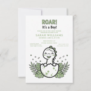 minimalistische Dinosaurier-Baby-Party für Jungen Einladung
