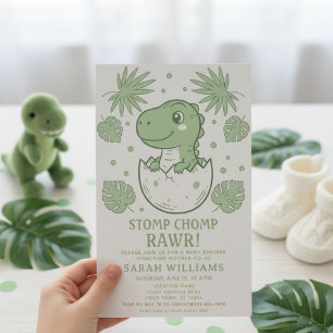 minimalistische Dinosaurier-Baby-Party für Jungen Einladung