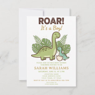 minimalistische Dinosaurier-Baby-Party für Jungen Einladung
