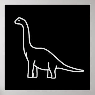Minimalistische Dinosaurier Linie Art - Niedliches Poster