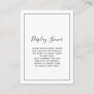 Minimalistische Display-Dusche Begleitkarte