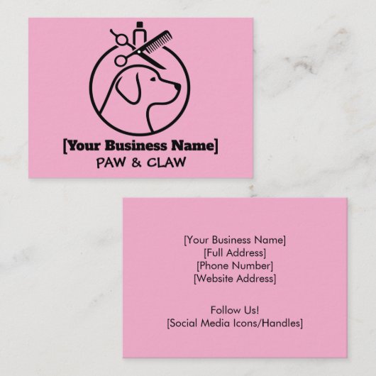 Minimalistische Dog Groomer-Visitenkarte Visitenkarte (Vorne/Hinten)