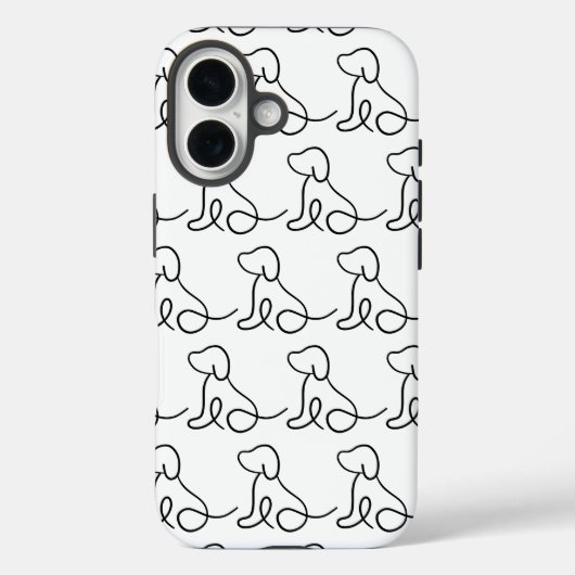 Minimalistische Dog Line Art iPhone Case (Rückseite)
