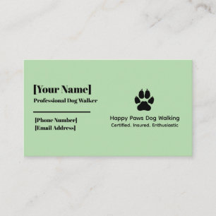 Minimalistische Dog Paw Print Dog Walker Business  Visitenkarte