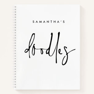 Minimalistische Doodles Name Schwarz-weißes Skizze Notizblock