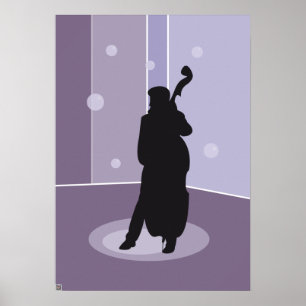 Minimalistische Double-Bass-Silhouette-Musik-Kunst Poster