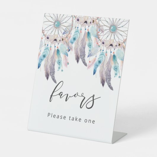 Minimalistische Dream Catcher Boho Kinderduschfavo Sockelschild (Vorderseite)