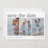 Minimalistische Drei-Foto-Hochzeit Save The Date (Vorderseite)