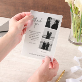 Minimalistische Drei-Foto-Streifen-Hochzeit Pergament Einladungen