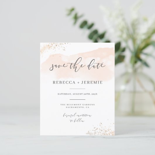 Minimalistische Druckfarbe Save the Date (Stehend Vorderseite)