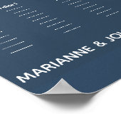 Minimalistische Dunkelblau-2-Ton-Hochzeitstabelle Poster (Ecke)