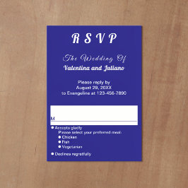 Minimalistische dunkelblaue Porträt-Hochzeits-RSVP RSVP Karte