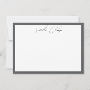 Minimalistische dunkelgraue Rand-Handschrift-Schri Mitteilungskarte