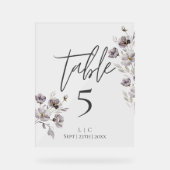 Minimalistische dunkelgraue Tischnummer Acrylschild (Vorderseite)