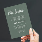 Minimalistische Dunkelgrüne Babydusche Einladung