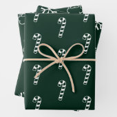 Minimalistische, dunkelgrüne Bonbons Santa-Schneef Geschenkpapier Set (Beispiel)